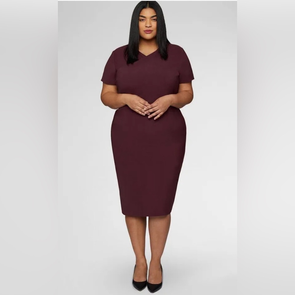 Universal Standard Mary Faux Wrap Dress in Burgundy Size Extra Small